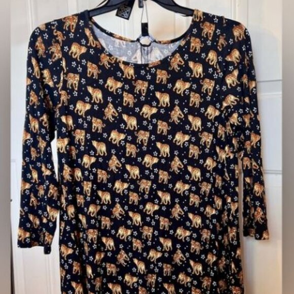 Cable & Gauge Tops - Cable & Gauge Black Blouse with Gold Leopard Print